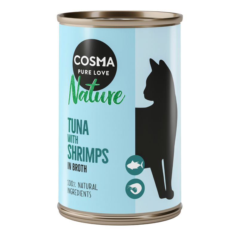 Cosma Pure Love Nature. Tuna with shrimp in broth. 100% natural ingredients.