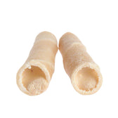 Two hollow, beige chew sticks made from natural material, suitable as a chew snack for pets.