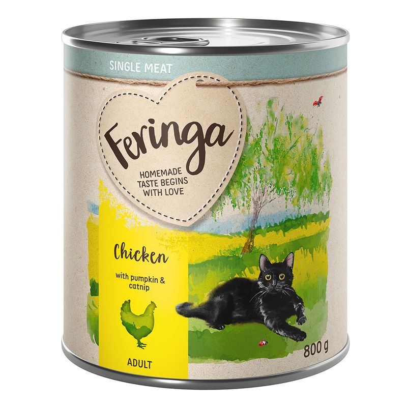 Feringa Single Meat, Chicken with pumpkin and catnip, for adult cats, 800 g can.