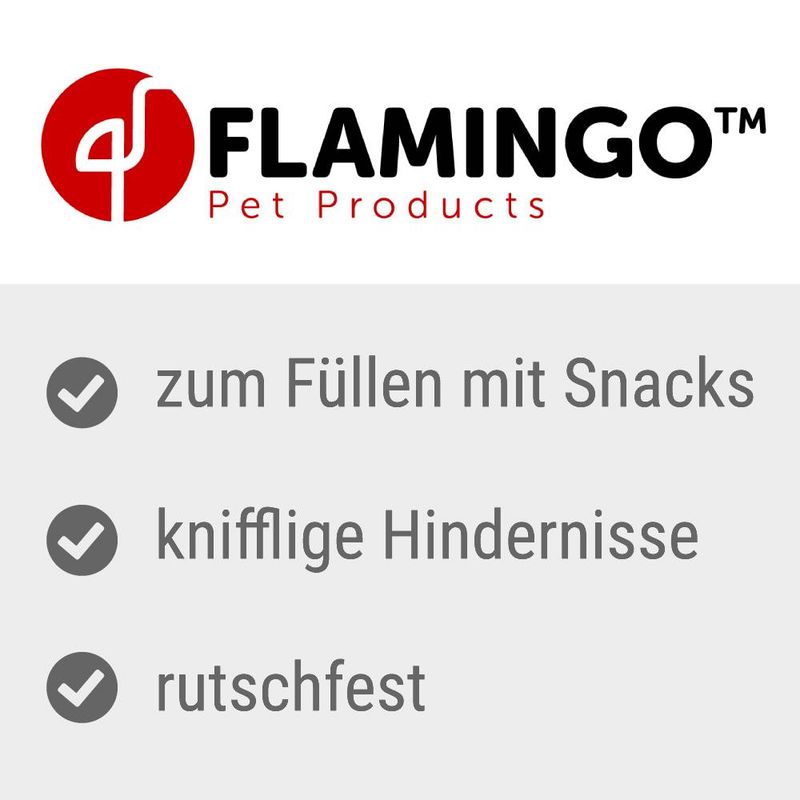 Flamingo Pet Products. Features: fillable with snacks, tricky obstacles, non-slip.