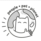 Illustration with cat, earth and text 'people • pet • planet', symbolising sustainability and responsibility for people, animals and the environment.