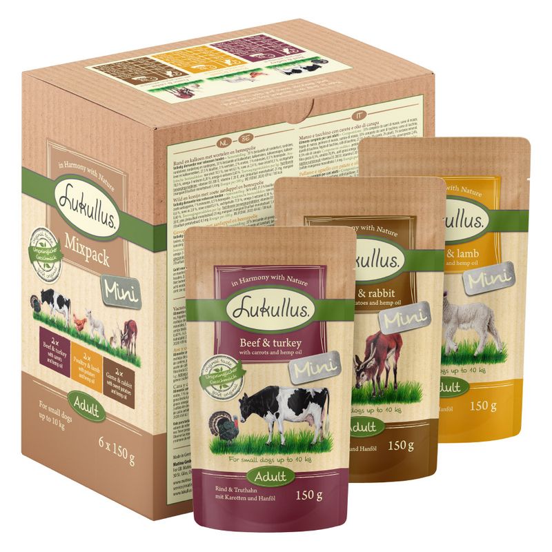 Lukullus Natural Adult Mini Grain-free Pouches 6 x 150g || Lukullus || view 6