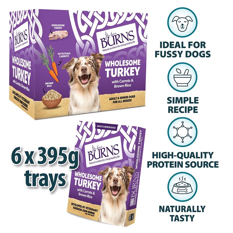 Burns Wholesome Turkey with Carrots & Brown Rice 6 x 395g || Burns || view 2
