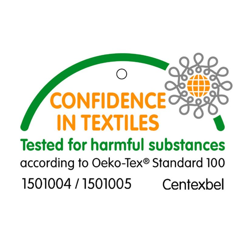 Confidence in Textiles. Tested for harmful substances according to Oeko-Tex Standard 100. Certificate numbers: 1501004 / 1501005. Centexbel.