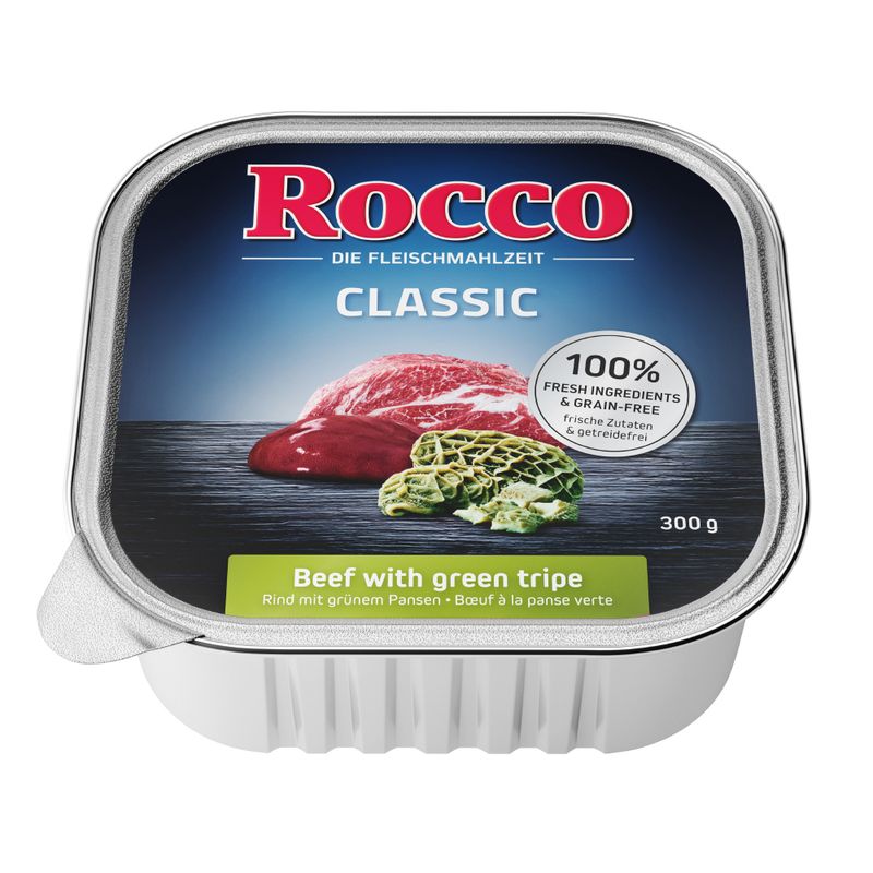 Rocco Classic, beef with green tripe, 300g. 100% fresh ingredients, grain-free.