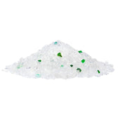 Pile of white and green silica crystals, suitable for cat litter.