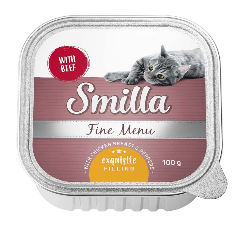 Smilla Fine Menu with beef, chicken breast and bell pepper. Exquisite Filling, 100 g.
