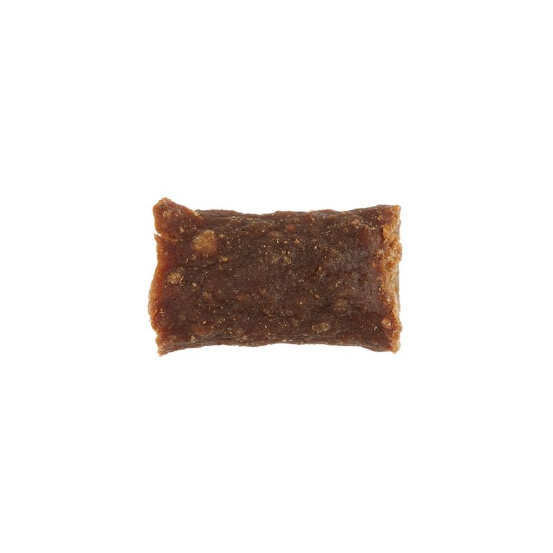 A brown, rectangular piece of dry food with a slightly grainy texture.