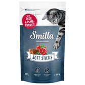 Smilla Soft Sticks with duck and pomegranate, grain-free recipe, resealable packaging, Made in Germany, 50g.