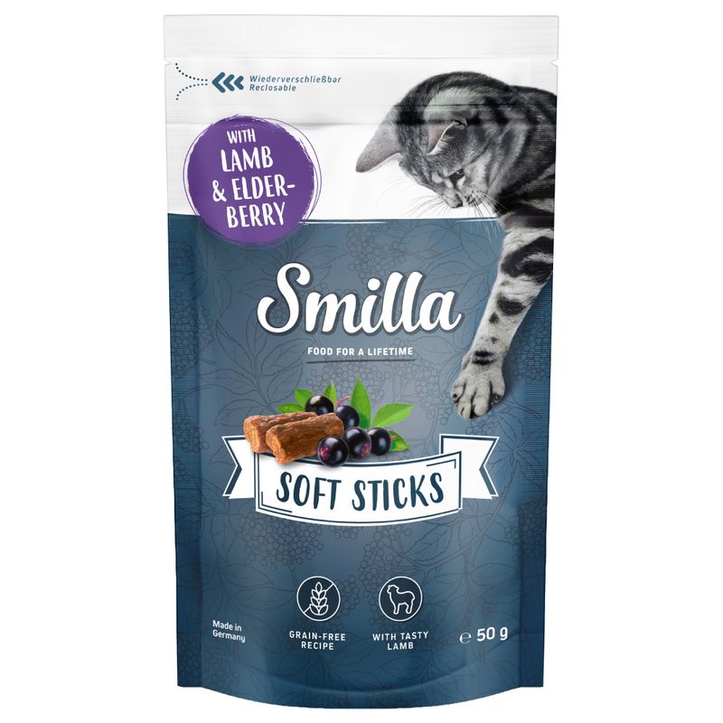 Smilla Soft Sticks with lamb and elderberry, grain-free recipe, Made in Germany, resealable packaging, 50 g.