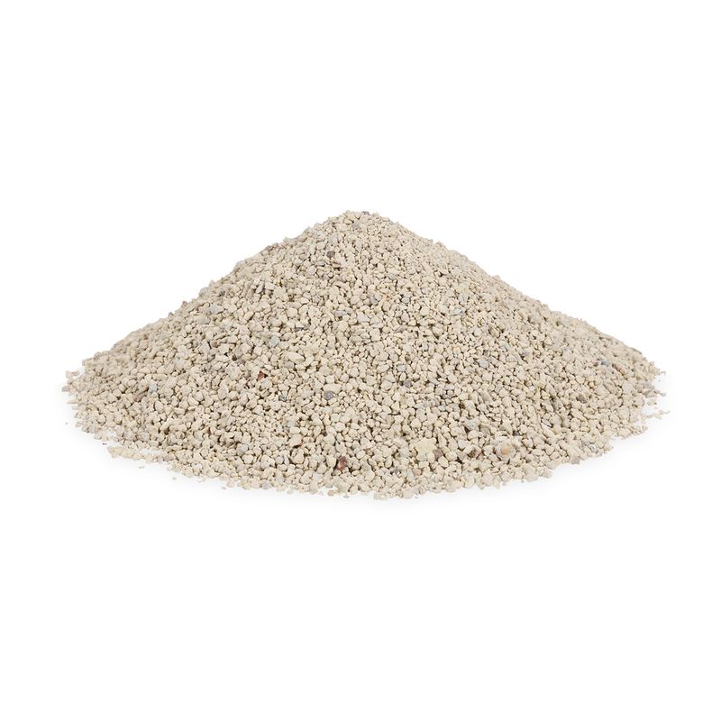 Pile of fine, beige granules, possibly cat litter or similar material.