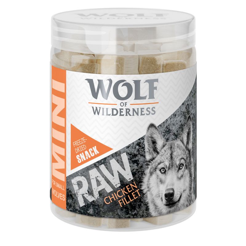 Wolf of Wilderness Mini RAW Chicken Fillet, freeze-dried snack for small dogs.